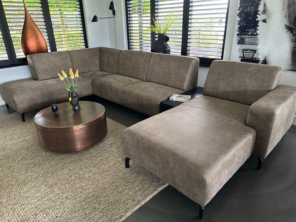 U bank beige lichtbruin, Huis en Inrichting, Banken | Bankstellen, Ophalen, Minder dan 75 cm, Hoekbank, 300 cm of meer