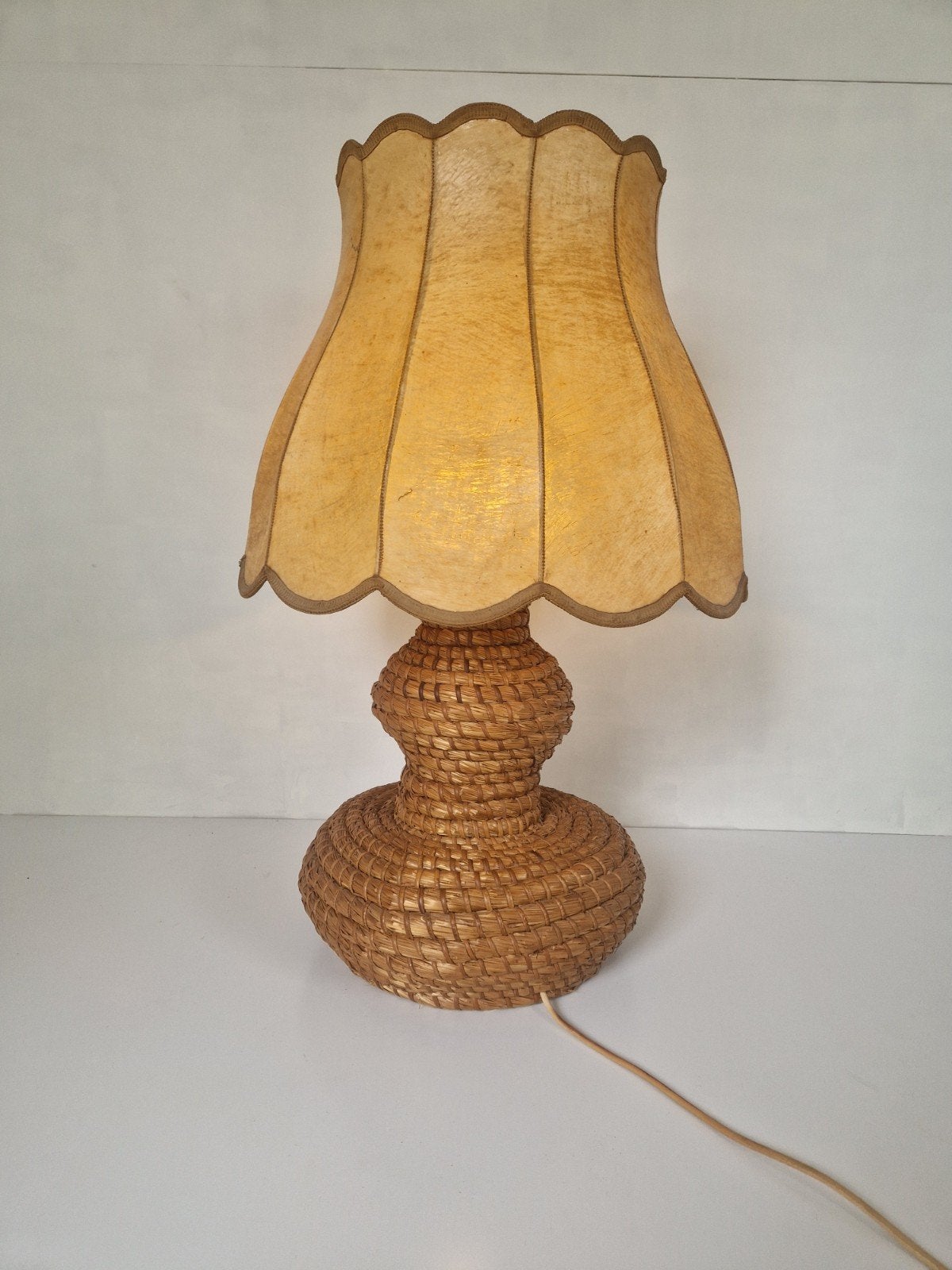 Gewoven rotan vintage lamp uit zuid frankrijk, Ophalen, Onbekend, Onbekend, Minder dan 100 cm