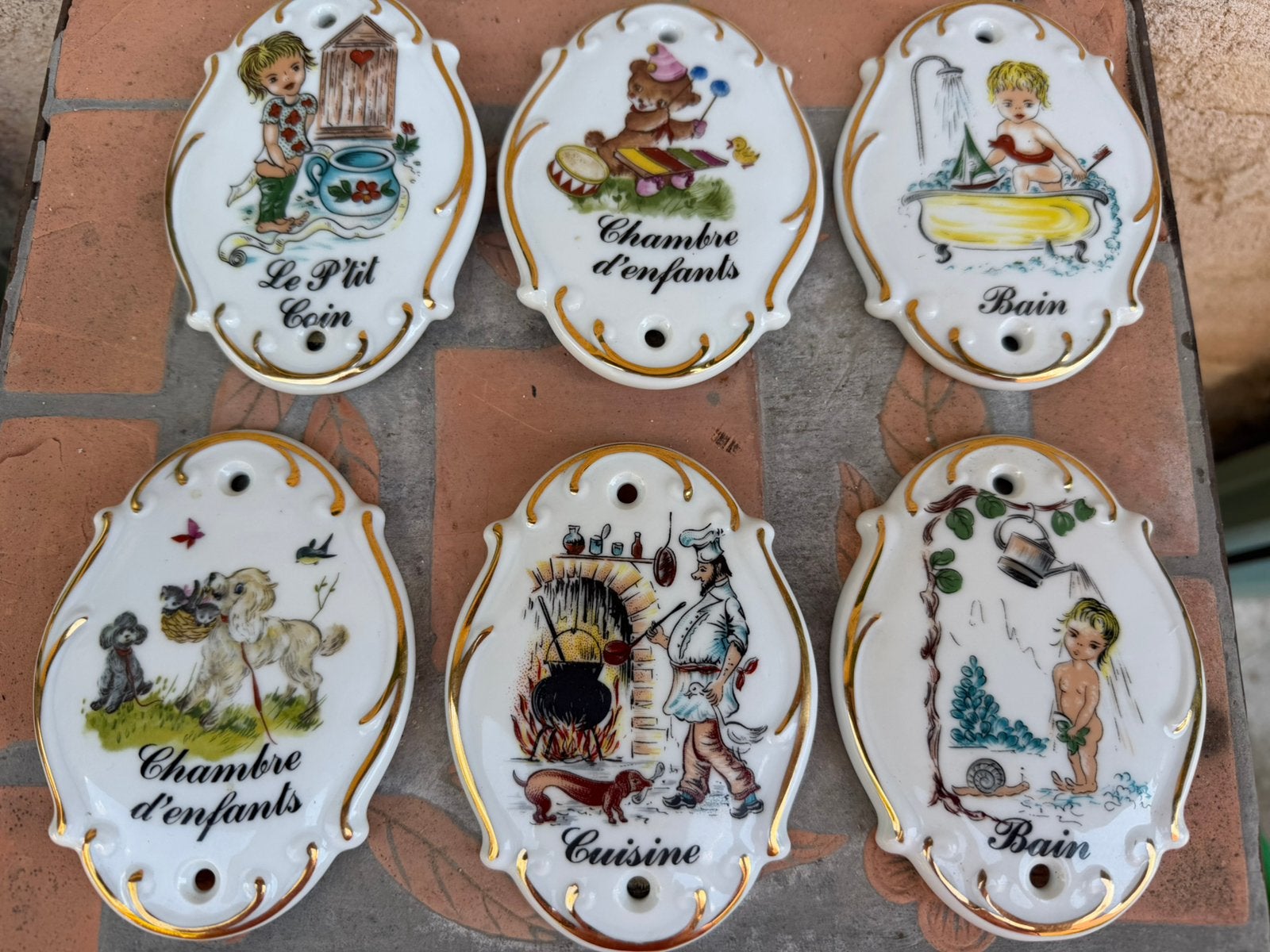 Mooie deurplaatjes Limoges porselein Frankrijk, Antiek en Kunst, Curiosa en Brocante, Ophalen of Verzenden
