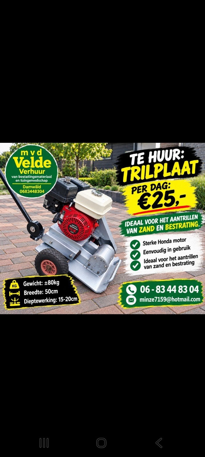 trilplaat te huur, Ophalen