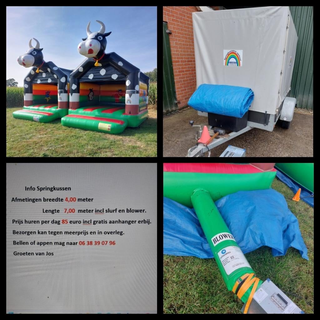 Springkussen luchtkussen tehuur/ verhuur/huren model koe, Hobby en Vrije tijd, Feestartikelen | Verhuur, Ophalen of Verzenden