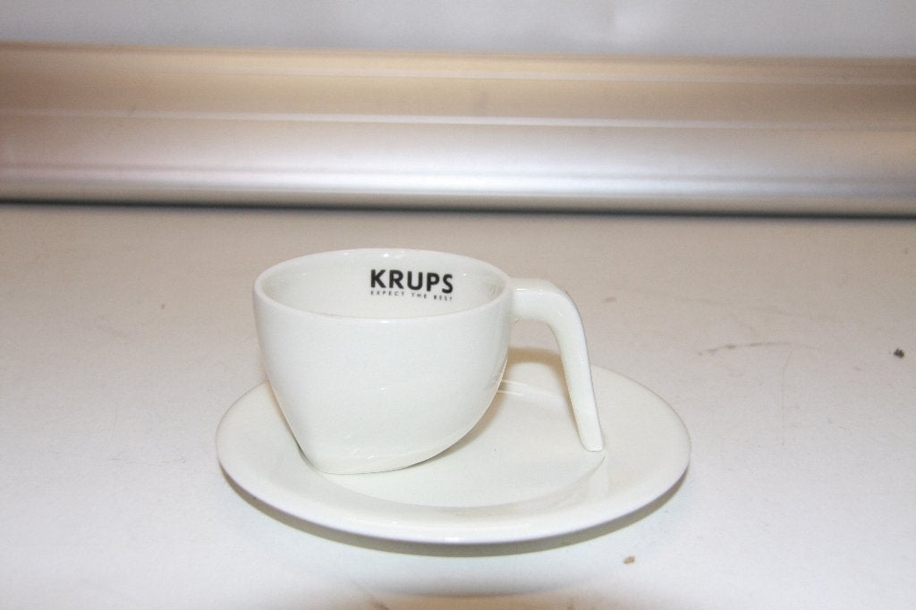 ego arabia espresso kop en schotel met reclame 6 cm dia (401, Arabia, Ophalen of Verzenden, Zo goed als nieuw, Overige stijlen