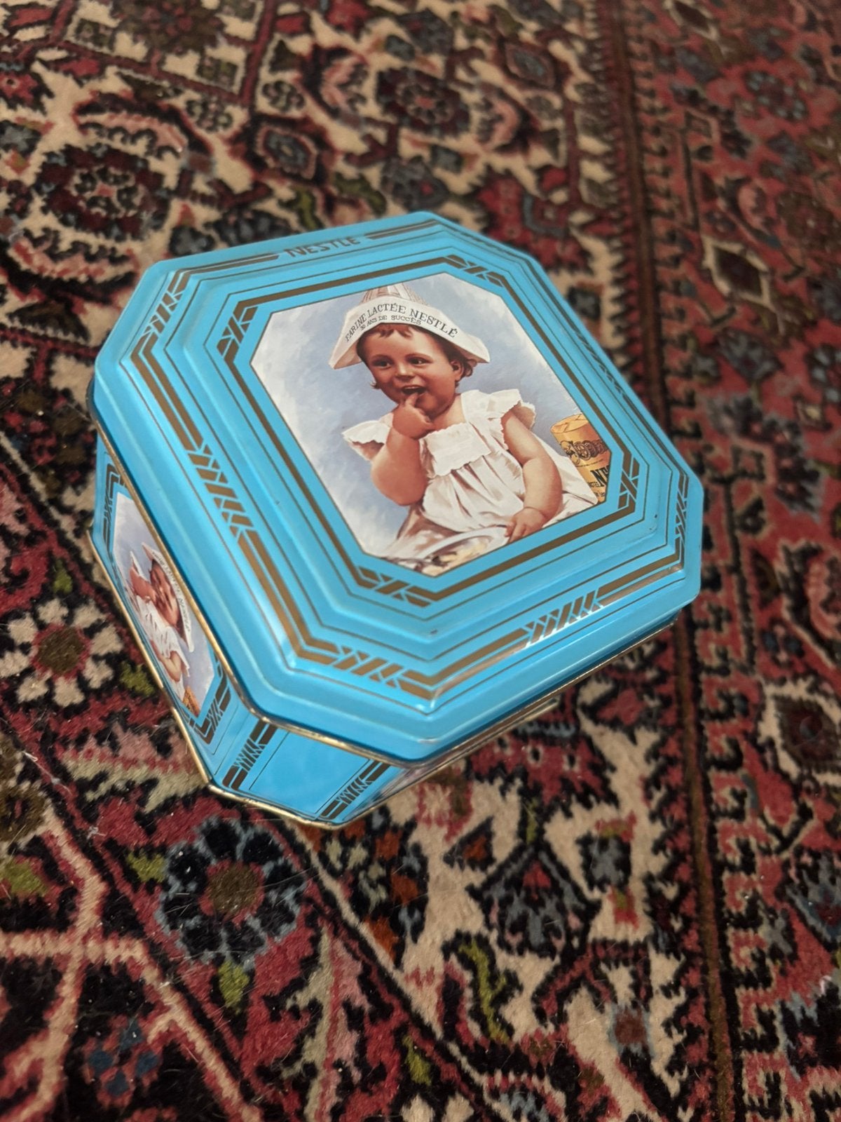 Vintage Nestlé "Farine Lactée" reclameblik (achtkantig), Verzamelen, Blikken, Ophalen of Verzenden, Gebruikt