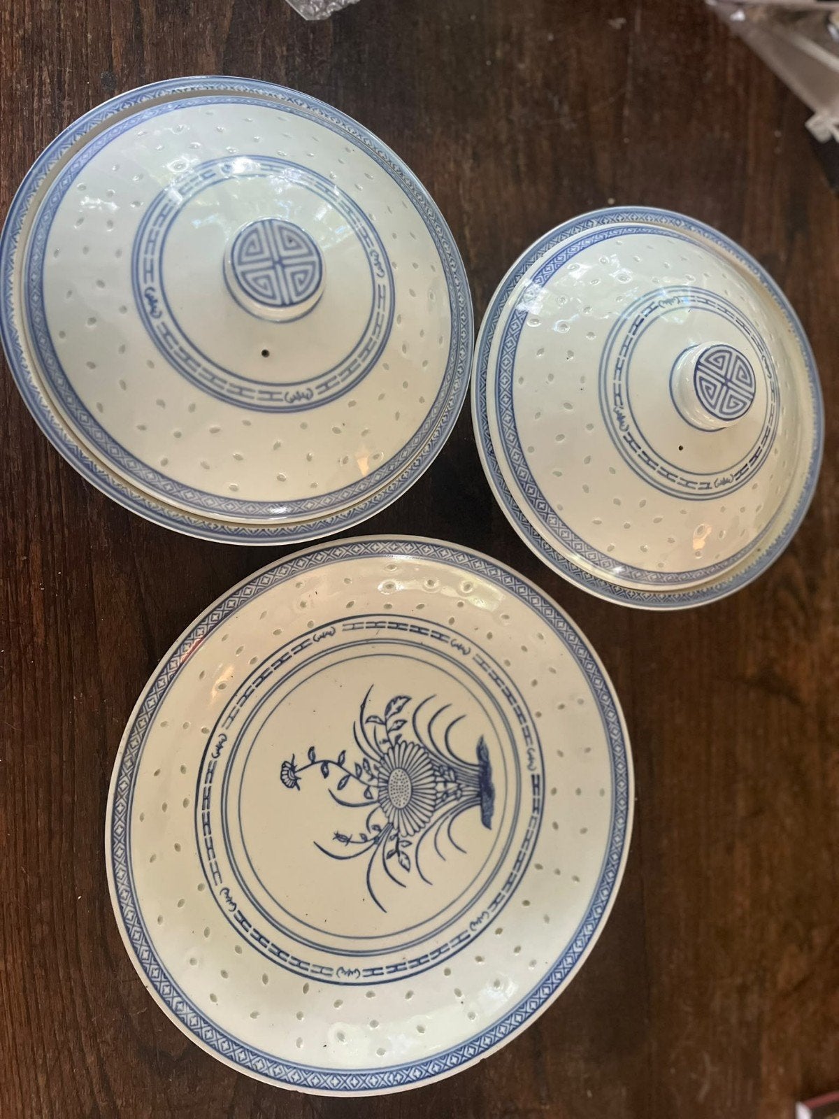 Chinees porseleinen terrines en schaal met rijstkorrel decor, Ophalen