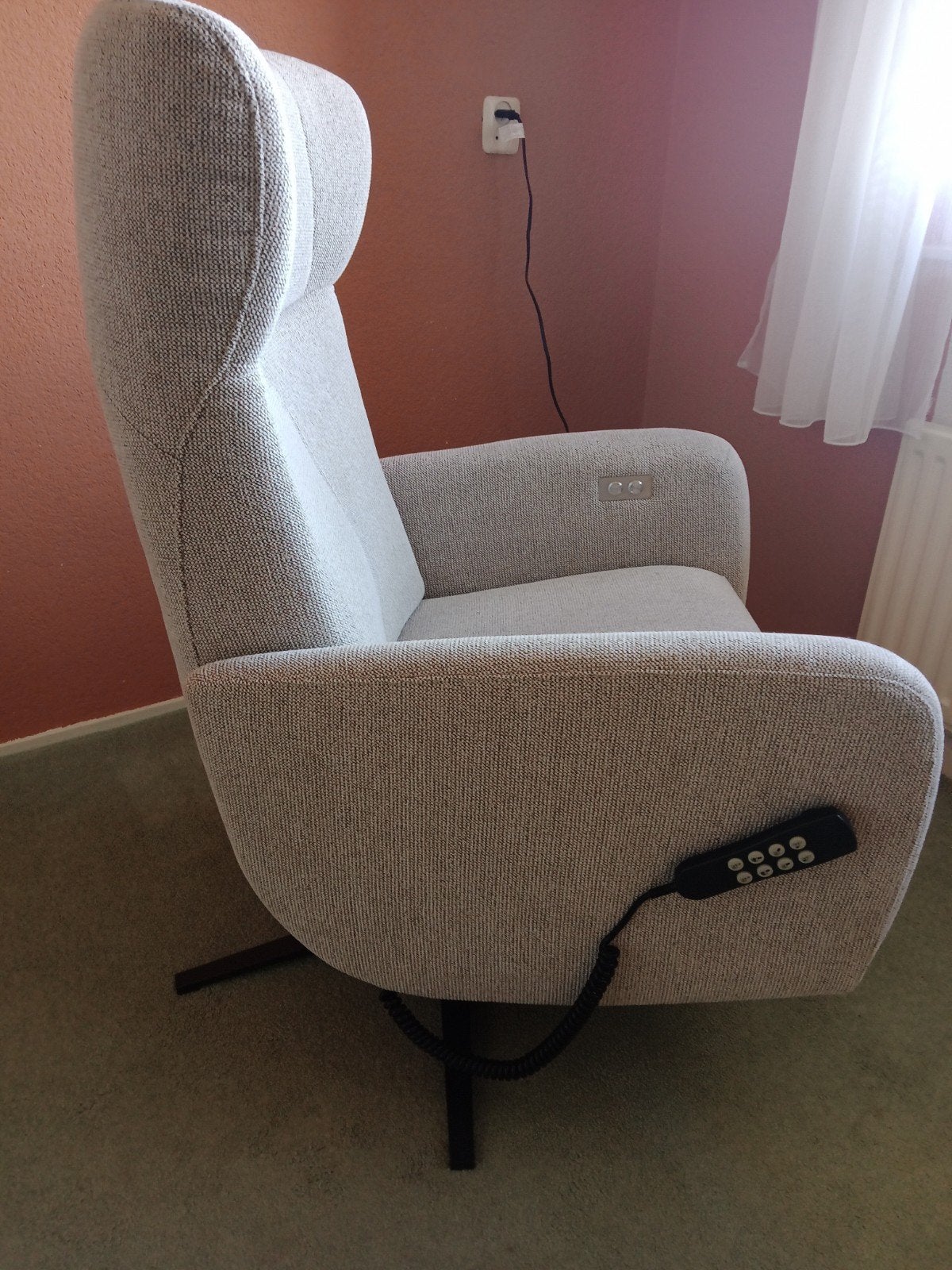 Velderhof electrische relax staop fauteuil, Ophalen, 75 tot 100 cm, Zo goed als nieuw, Stof