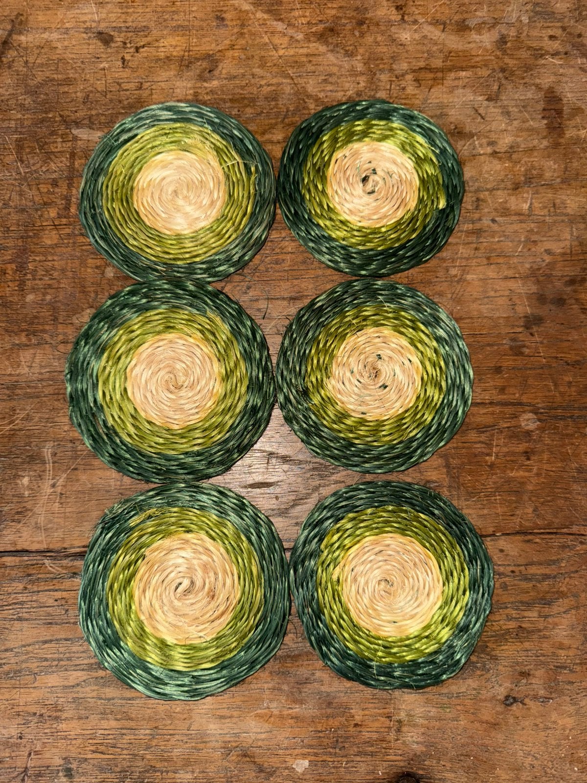 Set van 6 retro glazen onderzetters, Huis en Inrichting, Woonaccessoires | Onderzetters, Ophalen, Zo goed als nieuw, Groen