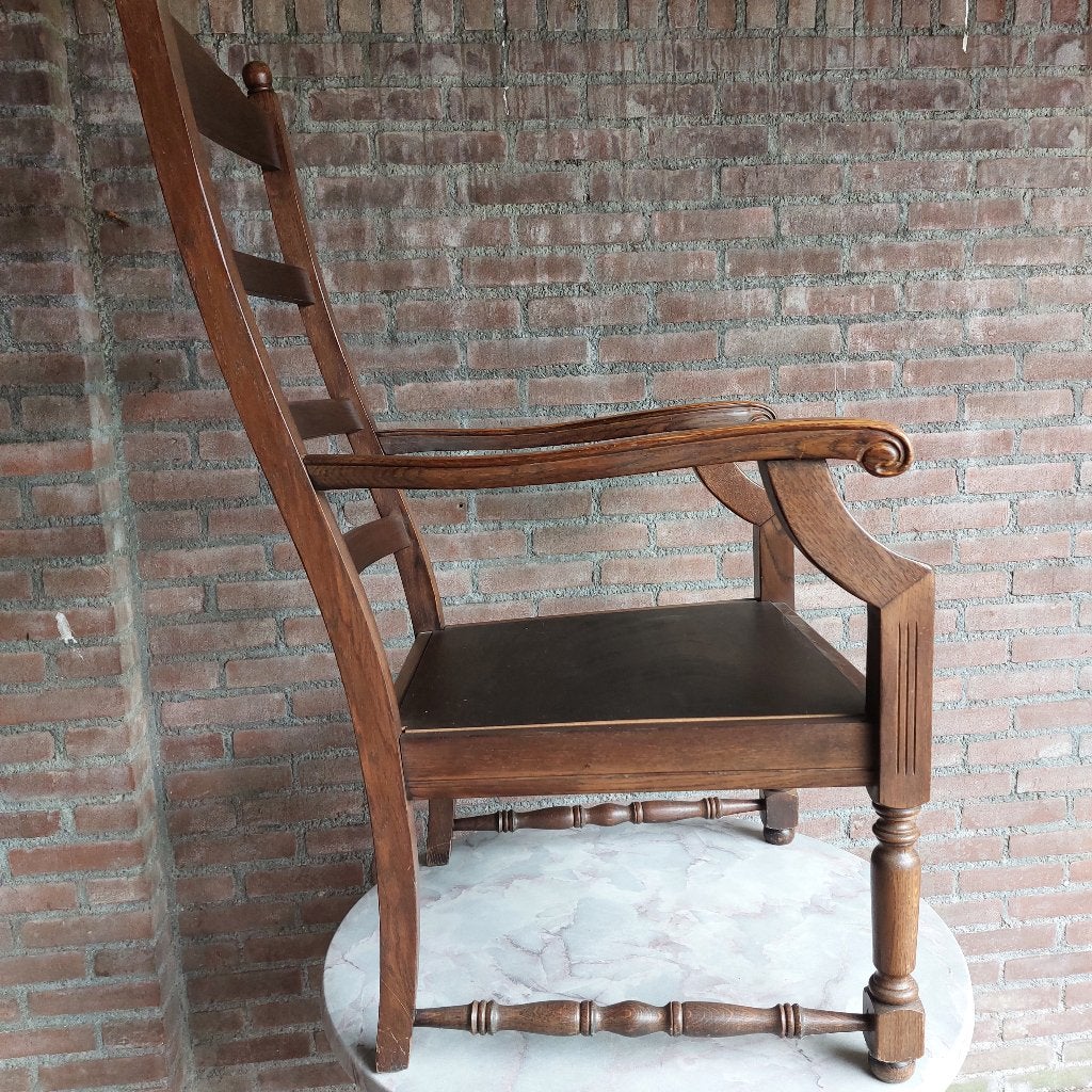 Eikenhouten fauteuil, Huis en Inrichting, Ophalen, 75 tot 100 cm, Zo goed als nieuw, 50 tot 75 cm