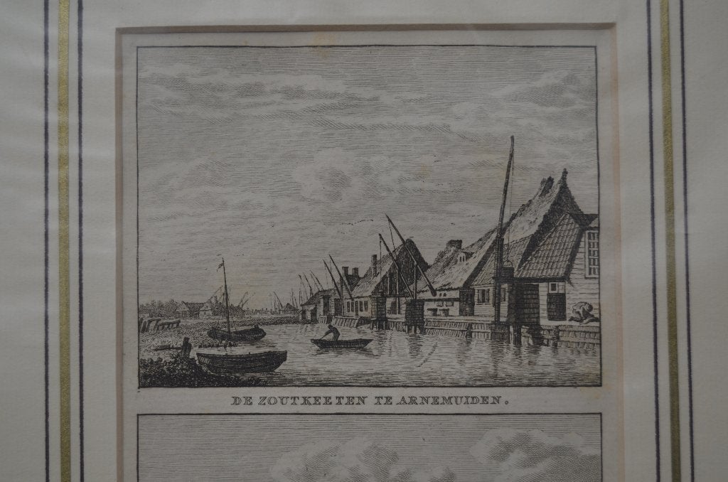 Klein dubbeletsje Arnemuiden/Westkapelle, Antiek en Kunst, Ets, Stadsgezicht, 27 cm, Ophalen of Verzenden
