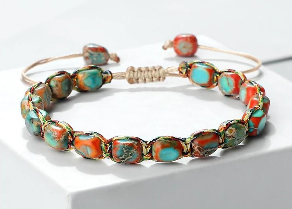 Bohemian armband in Turquoise / Oranje kleur, Overige materialen, Verzenden, Nieuw, Oranje