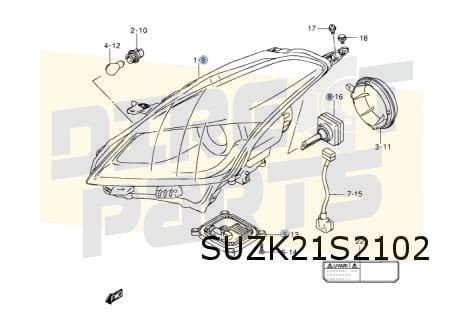 Suzuki Baleno (5/16-) Koplamp L (Xe) Origineel! 35121M68P32