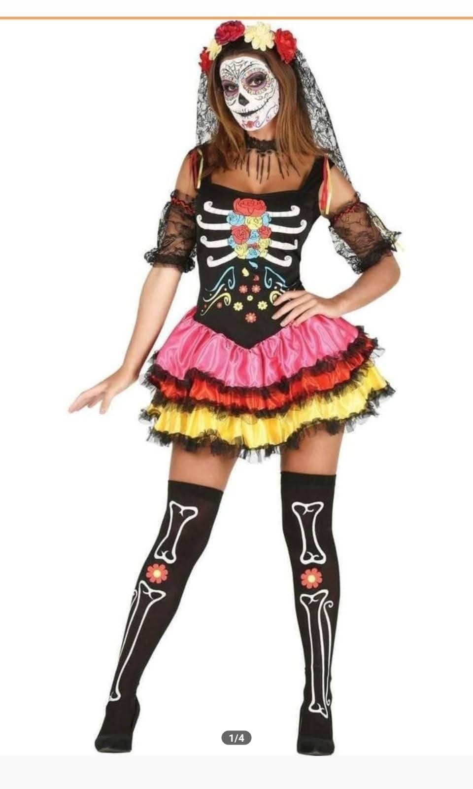 Skelet jurk met accessoires maat 42/44 Halloween, carnaval, Ophalen of Verzenden, Halloween, Kleding