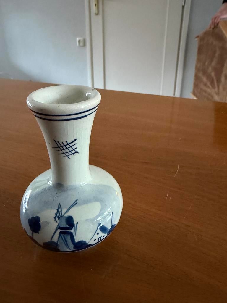 Delfts Blauw Vaasje met Molen Decoratie, Antiek en Kunst, Ophalen