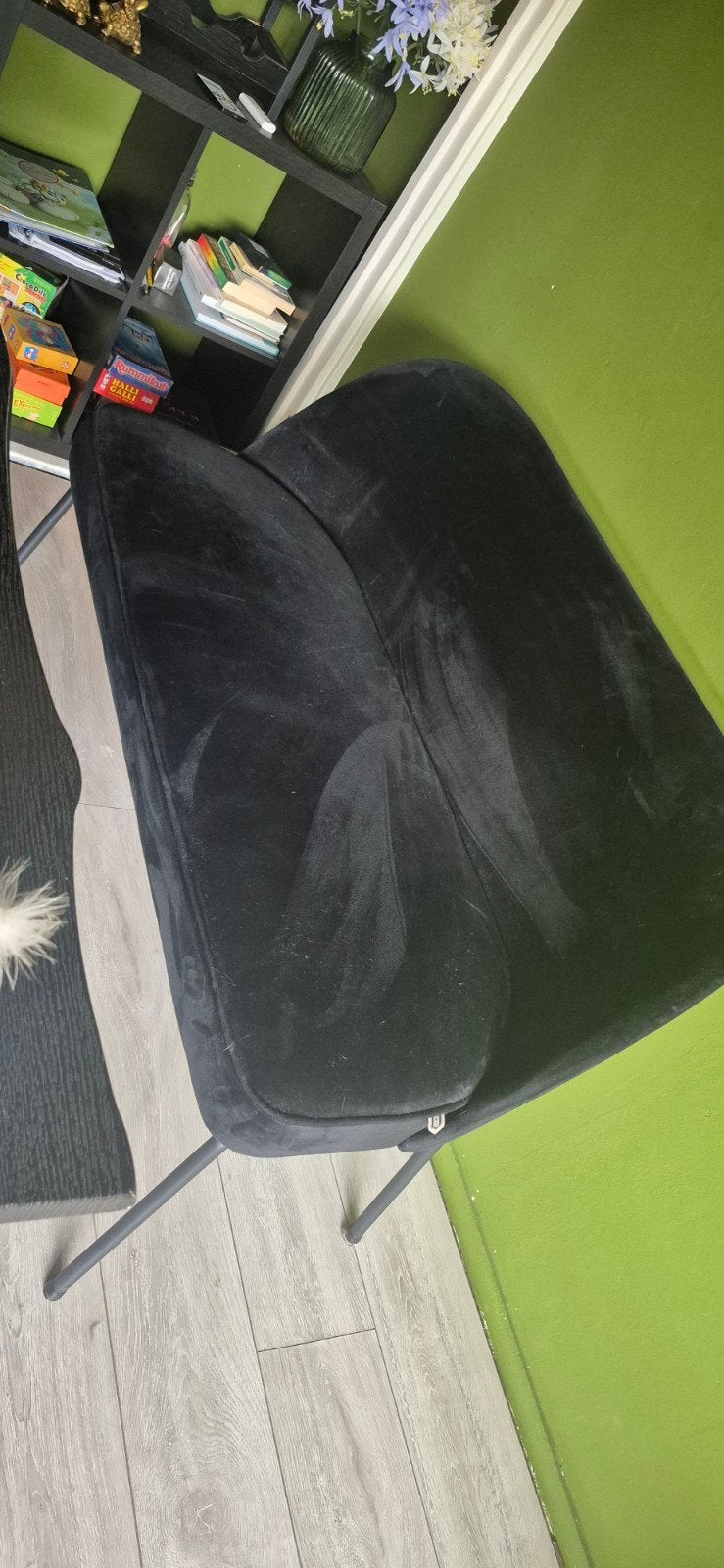 Eetbank Vogue zwart velvet - 120cm breed, Ophalen, Tweepersoons, Zo goed als nieuw, Rechte bank