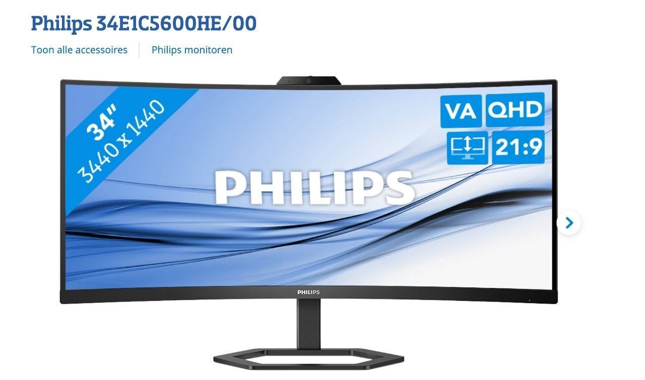 Philips 34E1C5600HE/00 34" Curved VA QHD Monitor