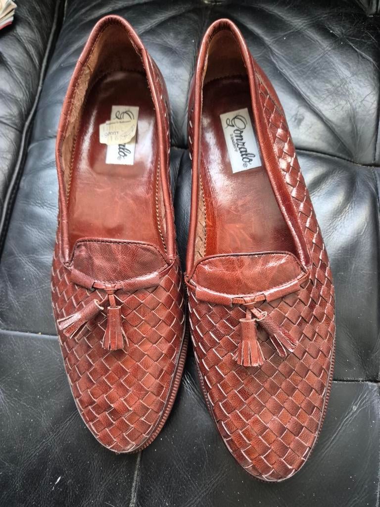 Vintage Gevlochten Spaanse Herenschoenen Maat 43, Kleding | Heren, Schoenen, Loafers, Bruin, Nieuw, Ophalen of Verzenden