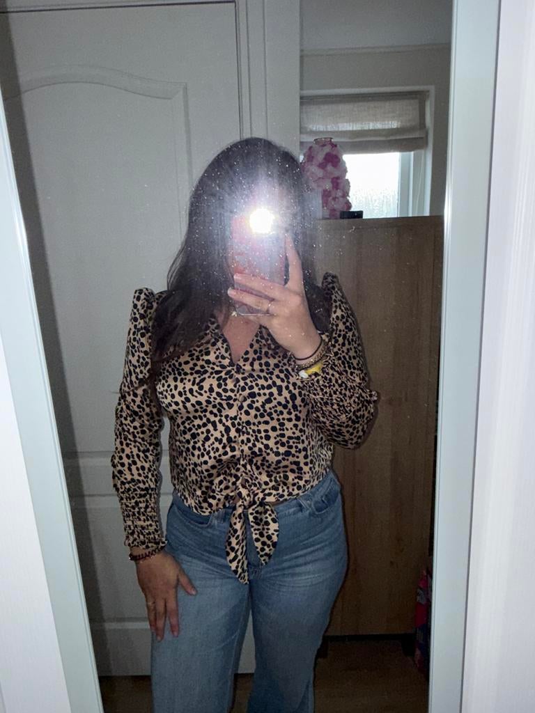 Zara panter blouse maat S, Ophalen of Verzenden, Gedragen, Maat 36 (S), Bruin