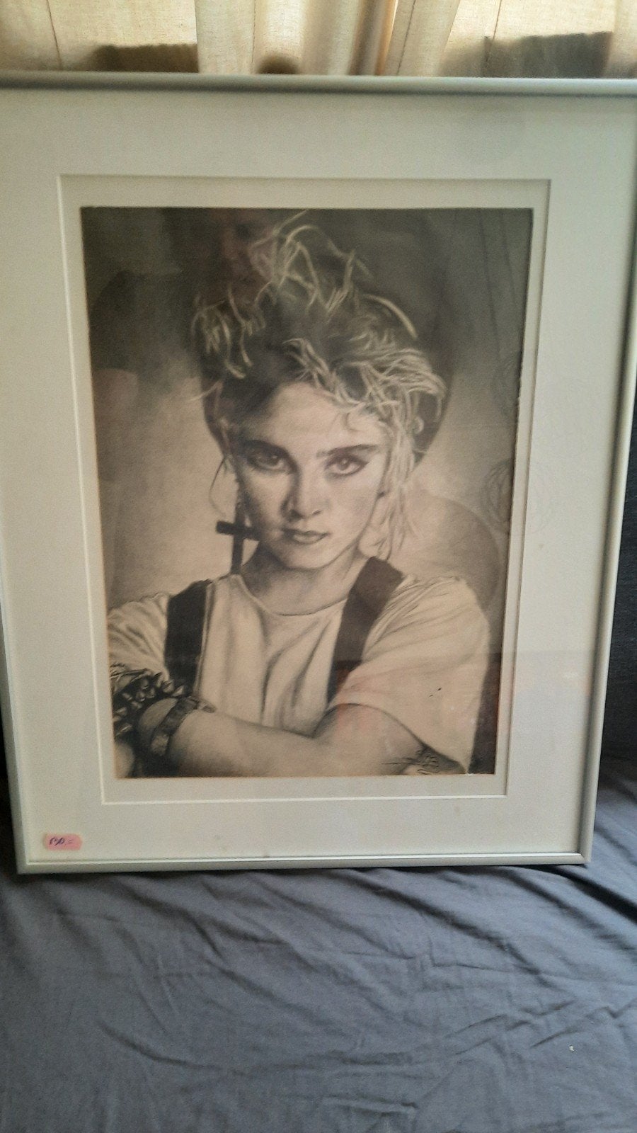 Originele gesigneerde tekening Madonna in lijst, Ophalen of Verzenden