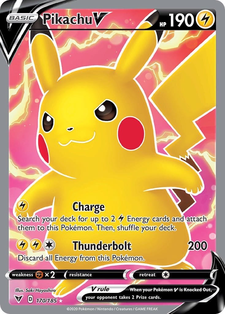 Pokémon kaart Pikachu V (Full Art) – 170/185 – Vivid Voltage, Ophalen of Verzenden, Nieuw, Losse kaart