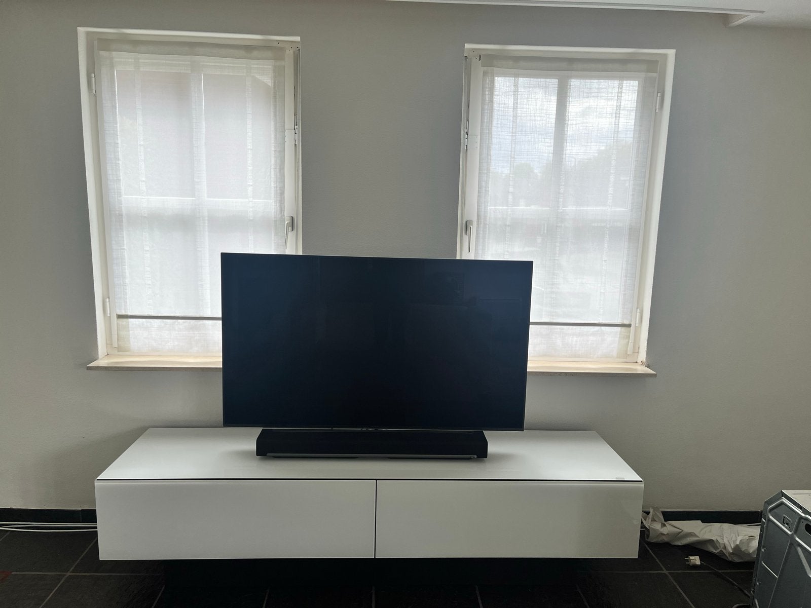 Spectral TV-meubel wit hoogglans met tv-beugel, Overige materialen, 150 tot 200 cm, Ophalen of Verzenden, Zo goed als nieuw