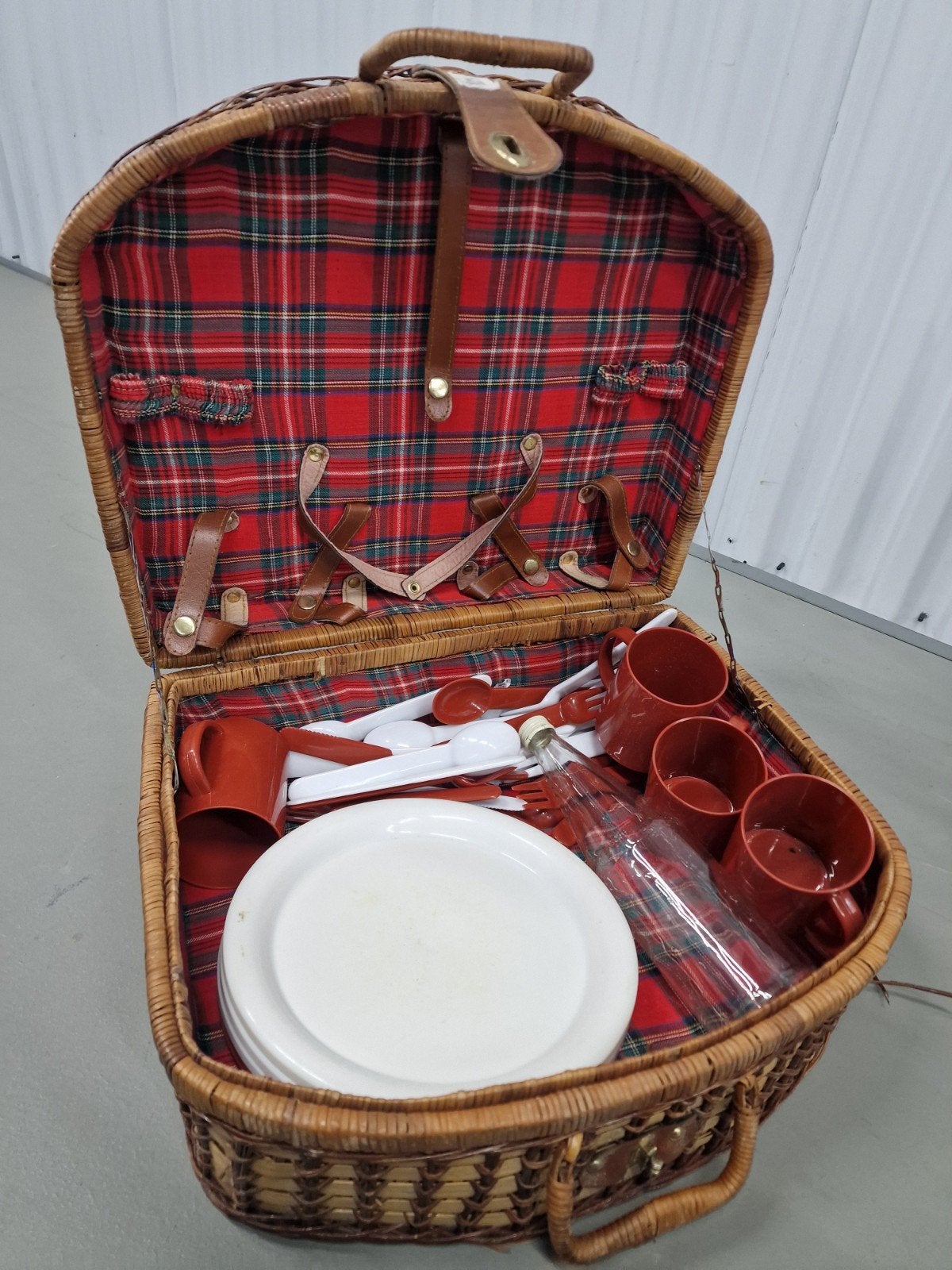 vintage picknick mand retro rieten rattan, Ophalen of Verzenden, Gebruikt