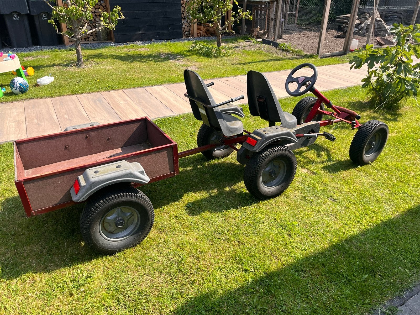 Mammoet skelter duo zit met aanhanger, Ophalen, Gebruikt, Trapvoertuig