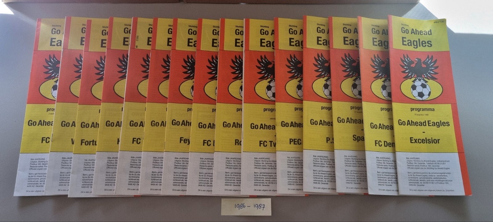 16 Programmaboekjes Go Ahead Eagles (1986-1987), Ophalen of Verzenden, Zo goed als nieuw, Overige binnenlandse clubs, Boek of Tijdschrift
