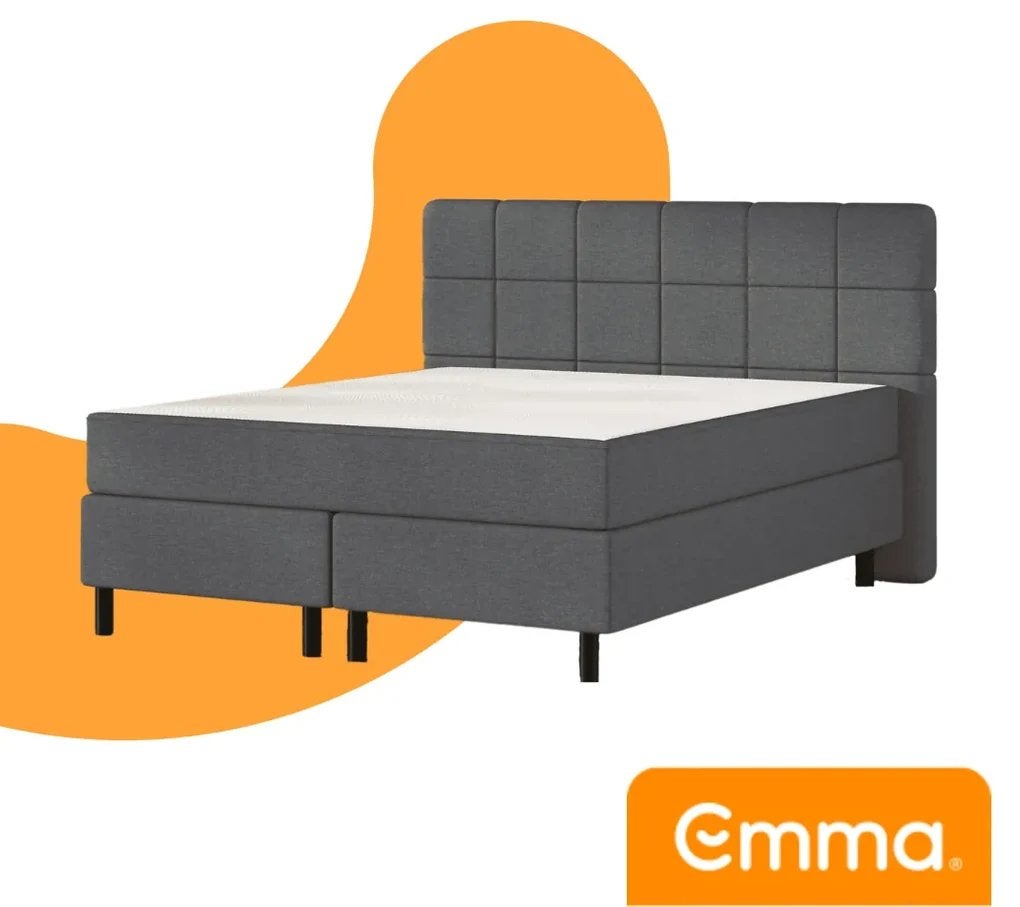 Emma Deluxe Boxspring Hoofdbord - Grijs, Huis en Inrichting, Tweepersoons, Ophalen of Verzenden, Zo goed als nieuw, 180 cm