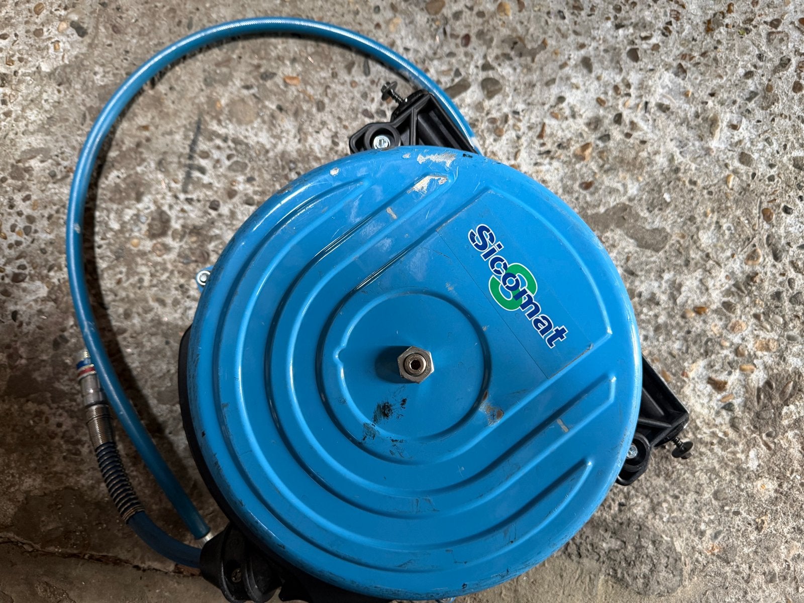 Lucht haspel Sicomat met 8m slang en muurbeugel, Doe-het-zelf en Verbouw, Compressors, Ophalen, Gebruikt