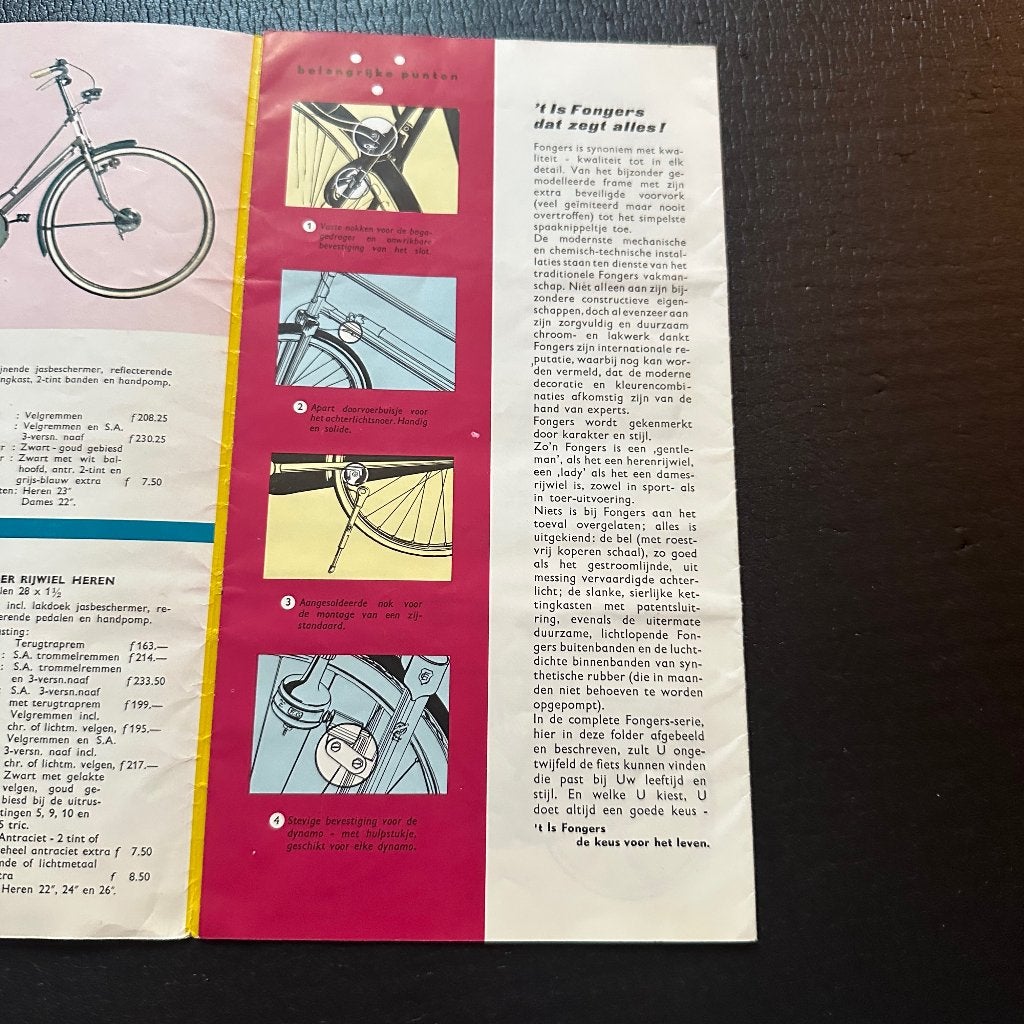 #6) FONGERS Fietsen & Bromfietsen 1960, Verzenden, Gelezen, Folder