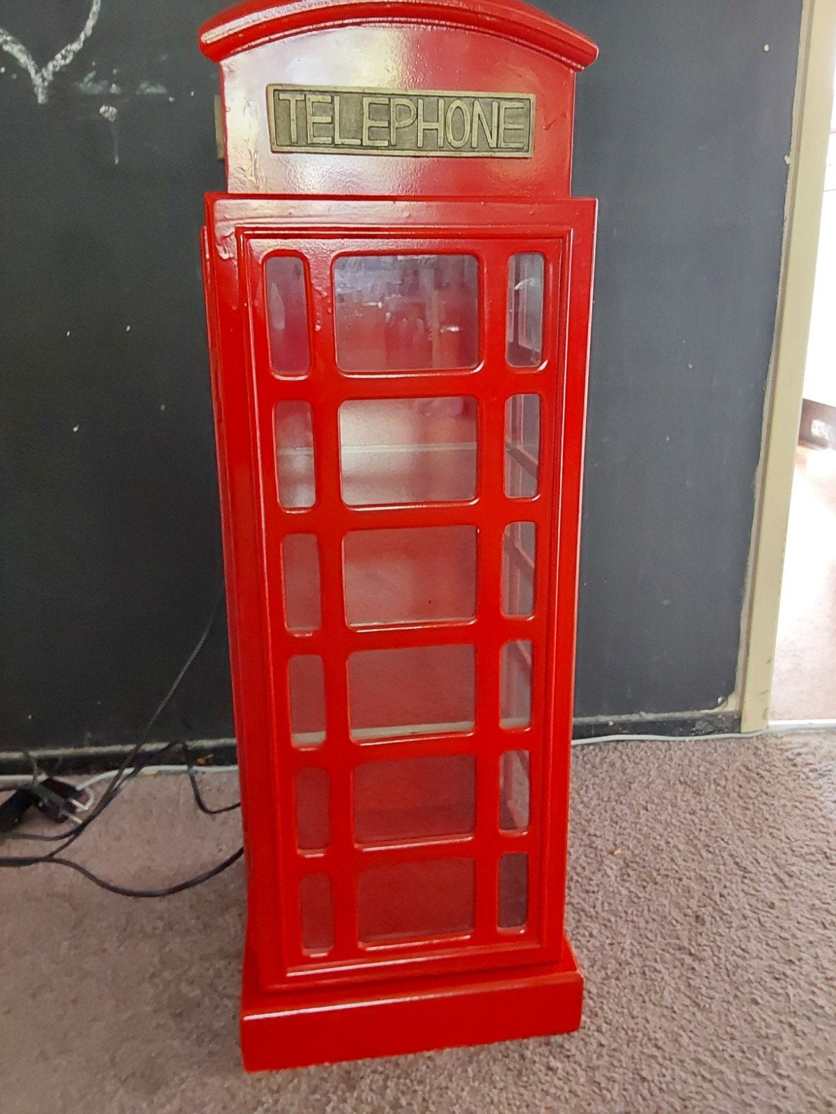 Unieke Rode Telefooncel Vitrinekast met Verlichting, Ophalen, Gebruikt, Rood, Vintage