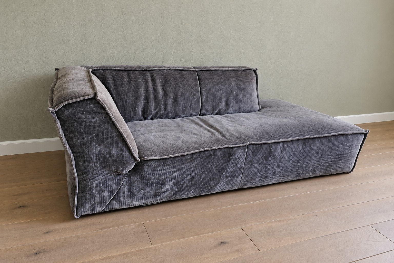 Platani loungebank grijs ribstof EASY SOFA BIJNA GRATIS 50,-, Ophalen, Gebruikt, Driepersoons