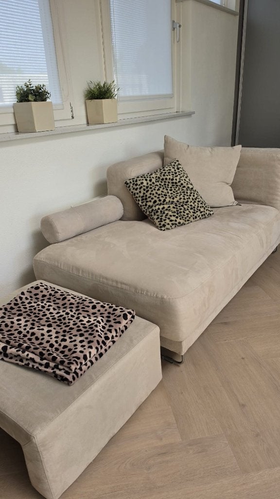 Sofabankje met poef, Ophalen, 150 tot 200 cm, Tweepersoons, 75 tot 100 cm