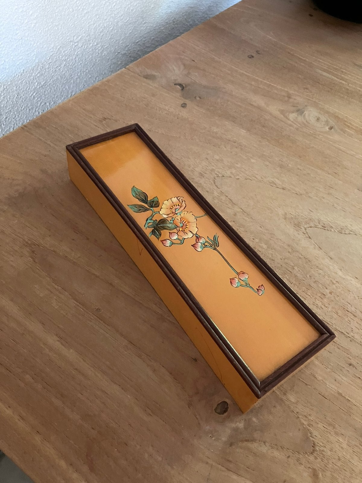 Vintage houten pennendoos, Verzenden, Gebruikt