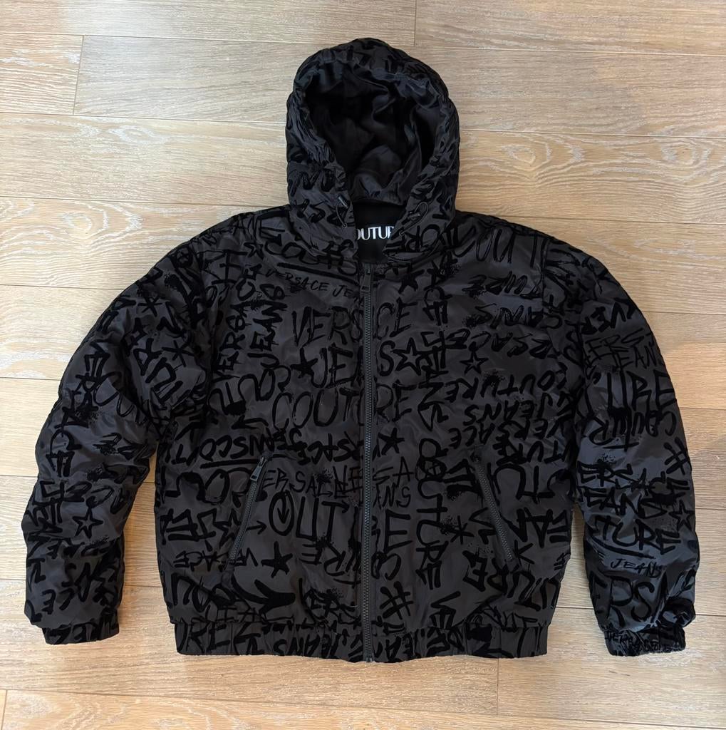 Versace Jeans Couture Bomber Jas Graffiti Print XL, Ophalen of Verzenden, Zo goed als nieuw, Maat 56/58 (XL), Zwart