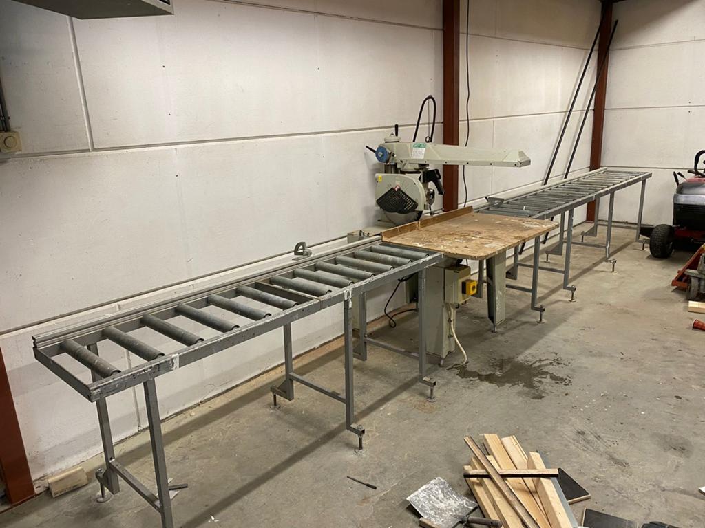 Radiaal zaagtafel met rollerbaan - Krachtstroom, Doe-het-zelf en Verbouw, Ophalen, Gebruikt, 70 mm of meer, Afkortzaag
