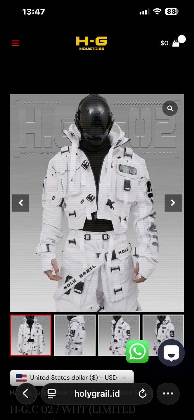 Holy Grail Cyber Ninja White Techwear Bomber Jacket, Ophalen of Verzenden, Nieuw, Maat 42/44 (L), Wit