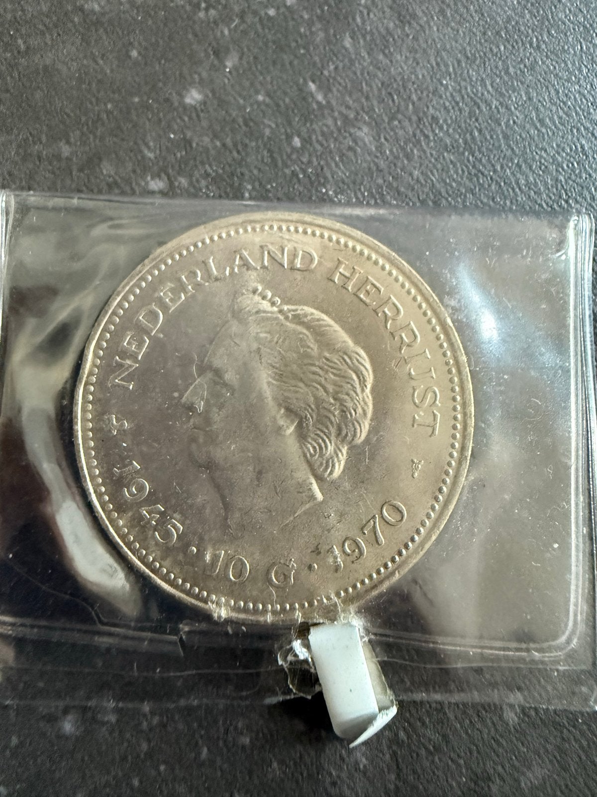 Zilveren Tientje 1970 - 25 Jaar Bevrijding Nederland Herrijs, Koningin Juliana, Zilver, Ophalen of Verzenden, Losse munt