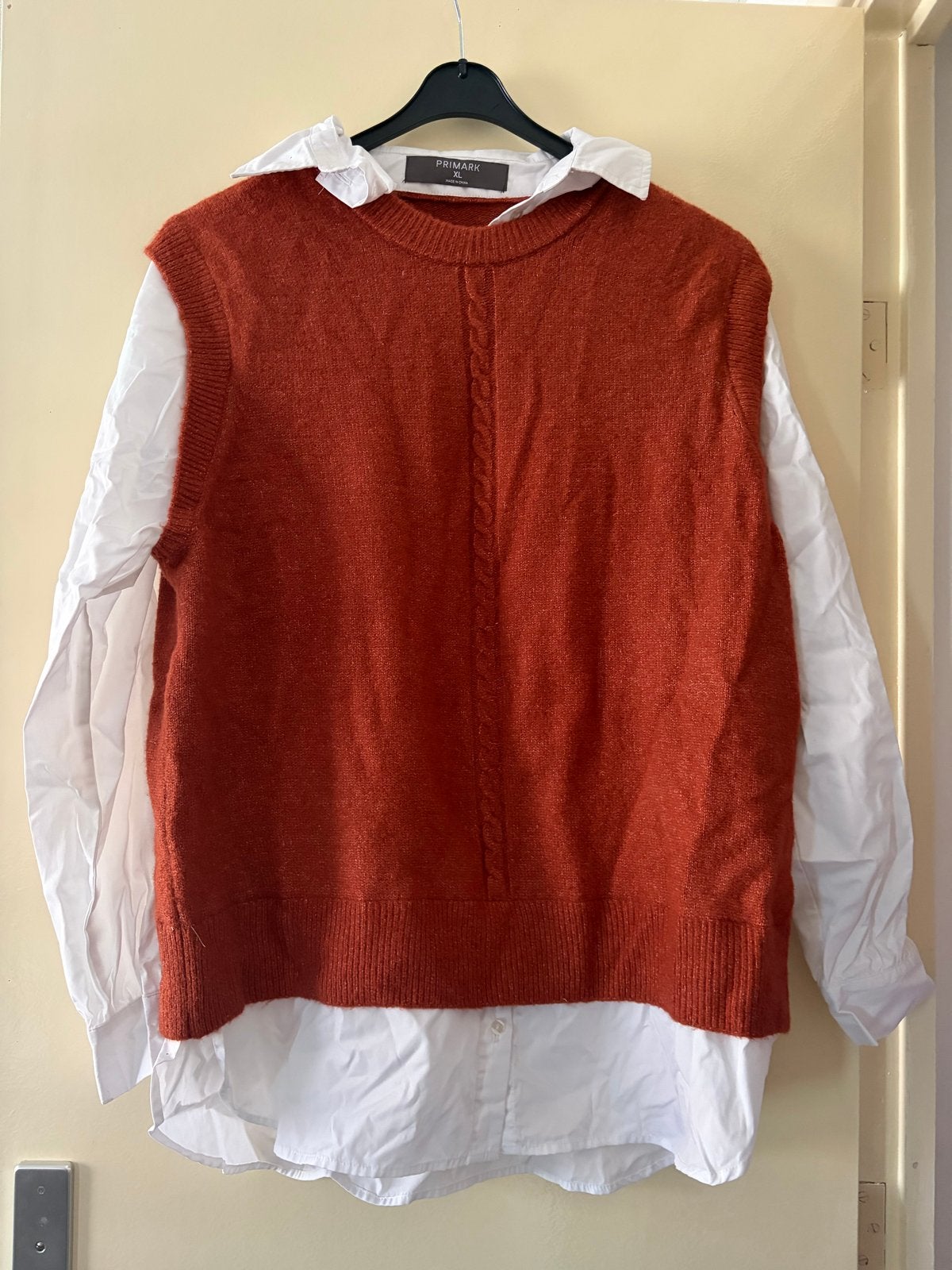 Primark gebreide trui met overhemd - Maat XL, Ophalen of Verzenden, Zo goed als nieuw, Maat 46/48 (XL) of groter, Bruin