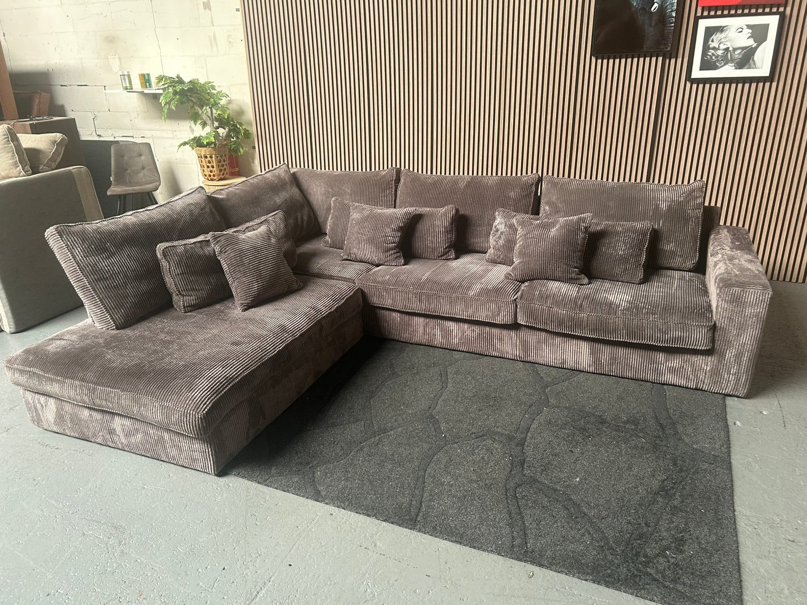 GRATIS LEVERING Hoekbank Ribstof Grijs 315X250 GEREINIGD, 250 tot 300 cm, Hoekbank, Ophalen of Verzenden, Zo goed als nieuw