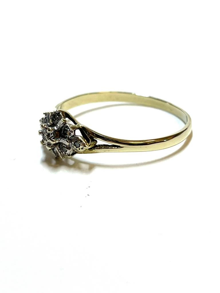 14k gouden ring met diamanten, -, Ophalen of Verzenden, Zo goed als nieuw, Dame