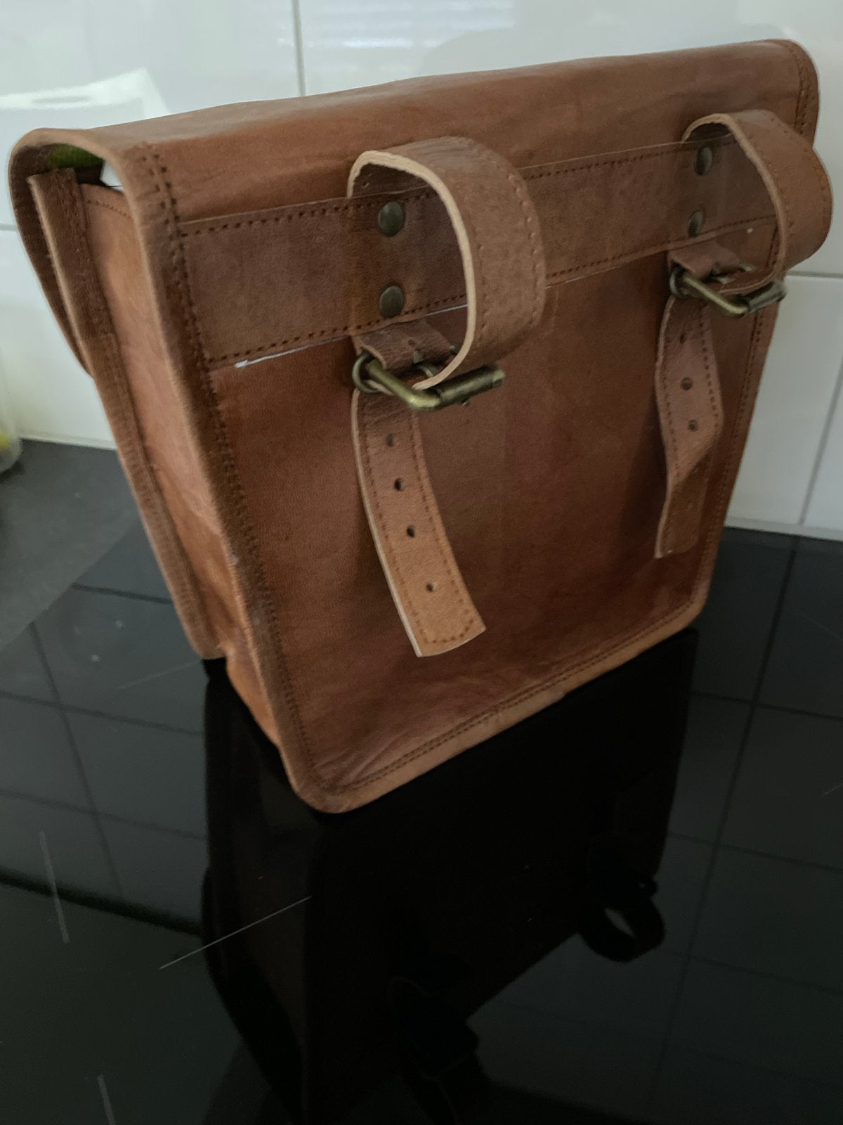 Puch bagagerek leren tas met RVS embleem, Ophalen of Verzenden, Gebruikt, Overige typen