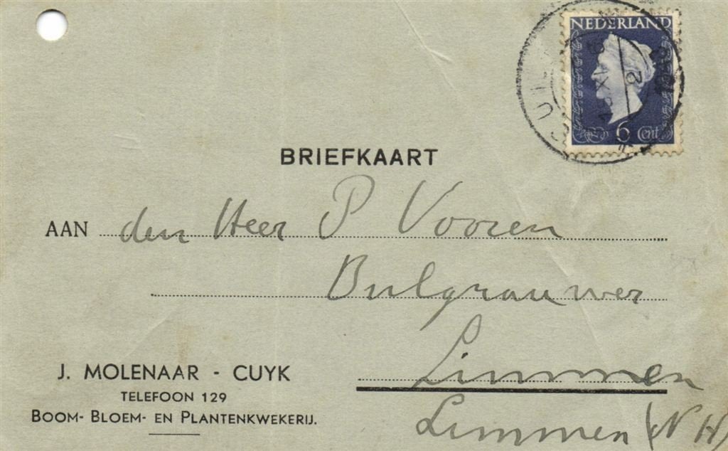 J. Molenaar Cuyk - 11.1948 - briefkaart, Ophalen of Verzenden, Briefkaart