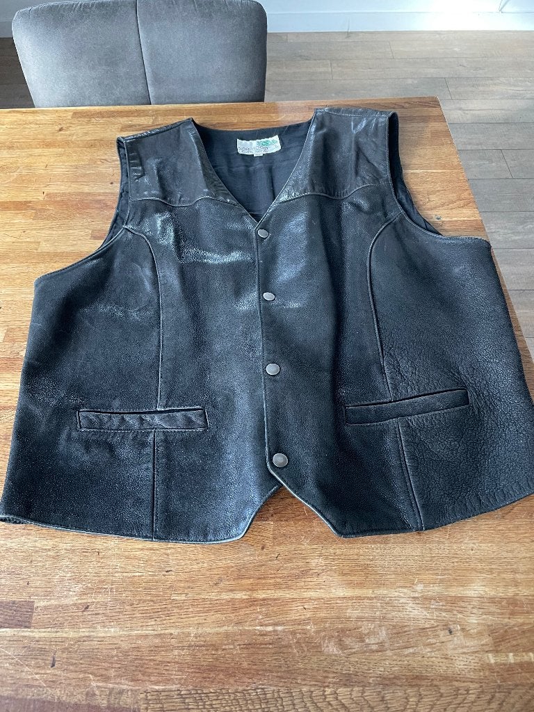 Leren gilet vintage maat xl, Zwart, Maat 56/58 (XL), Ophalen of Verzenden, Diverse merken