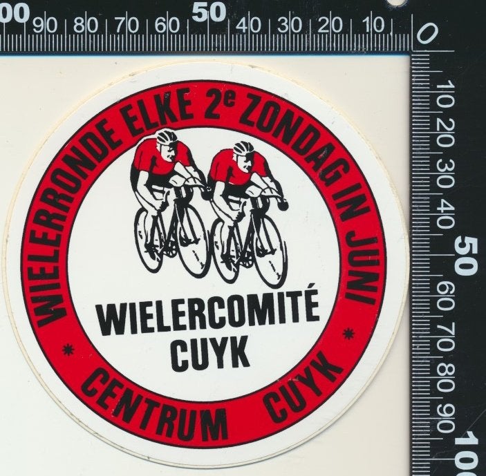 Sticker: Wielercomite Cuijk - Wielerronde Centrum Cuijk, Ophalen of Verzenden, Zo goed als nieuw, Sport