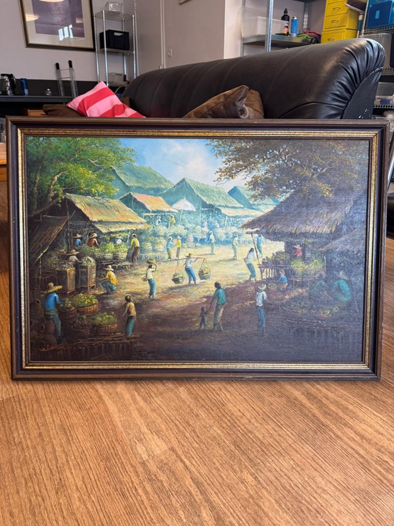 Schilderij aziatisch, Antiek en Kunst, Kunst | Schilderijen | Klassiek, Ophalen
