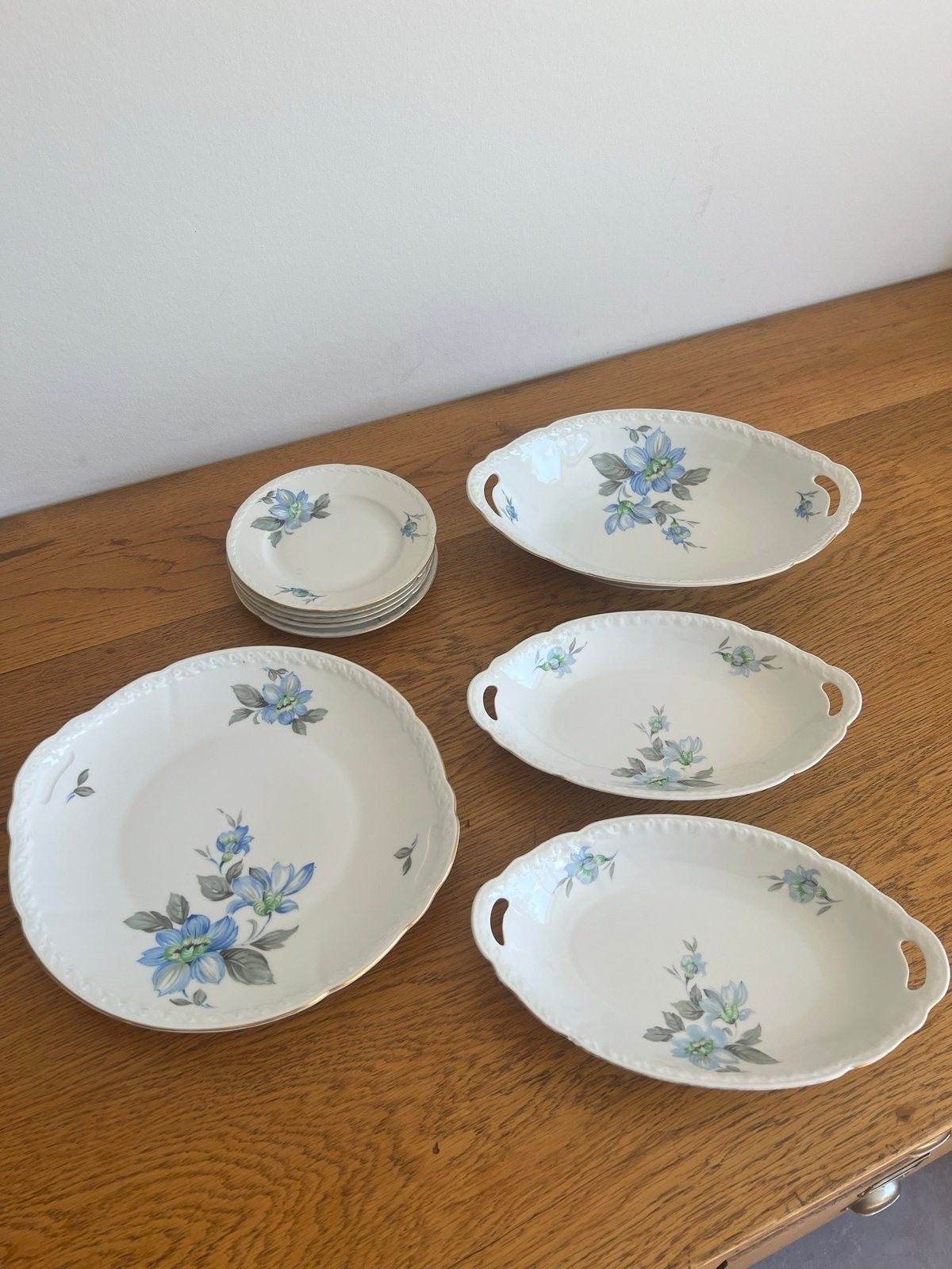 Vintage MZ Czechoslovakia Servies met Blauwe Bloemen, Antiek en Kunst, Antiek | Servies los, Ophalen