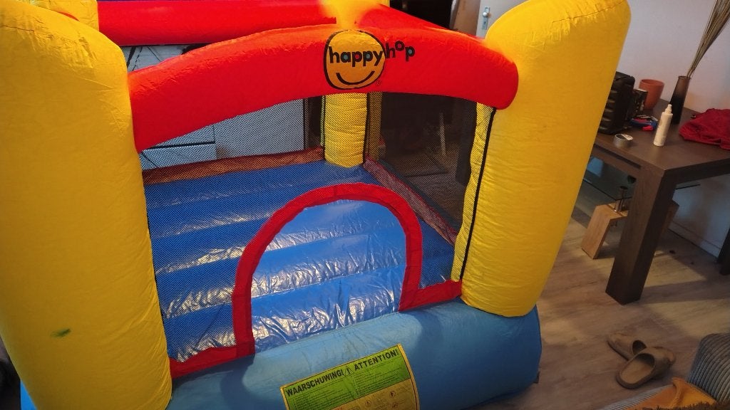 Happyhop springkussen +elektrische blower, Ophalen of Verzenden, Gebruikt