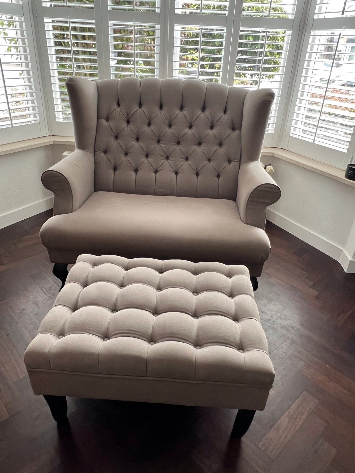 Luxe landelijke 2-zits loveseat + hocker | gecapitonneerd, Ophalen, Twee, Overige kleuren, Klassiek, landelijk