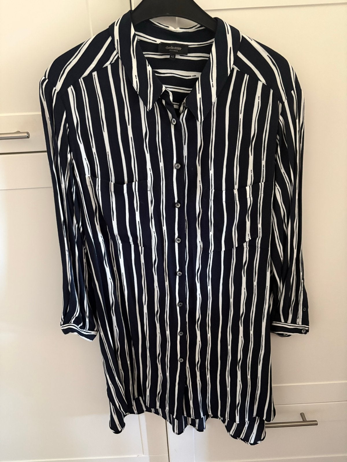 Claudia Sträter gestreepte tuniekblouse maat 42, Blauw, Maat 42/44 (L), Ophalen of Verzenden, Zo goed als nieuw