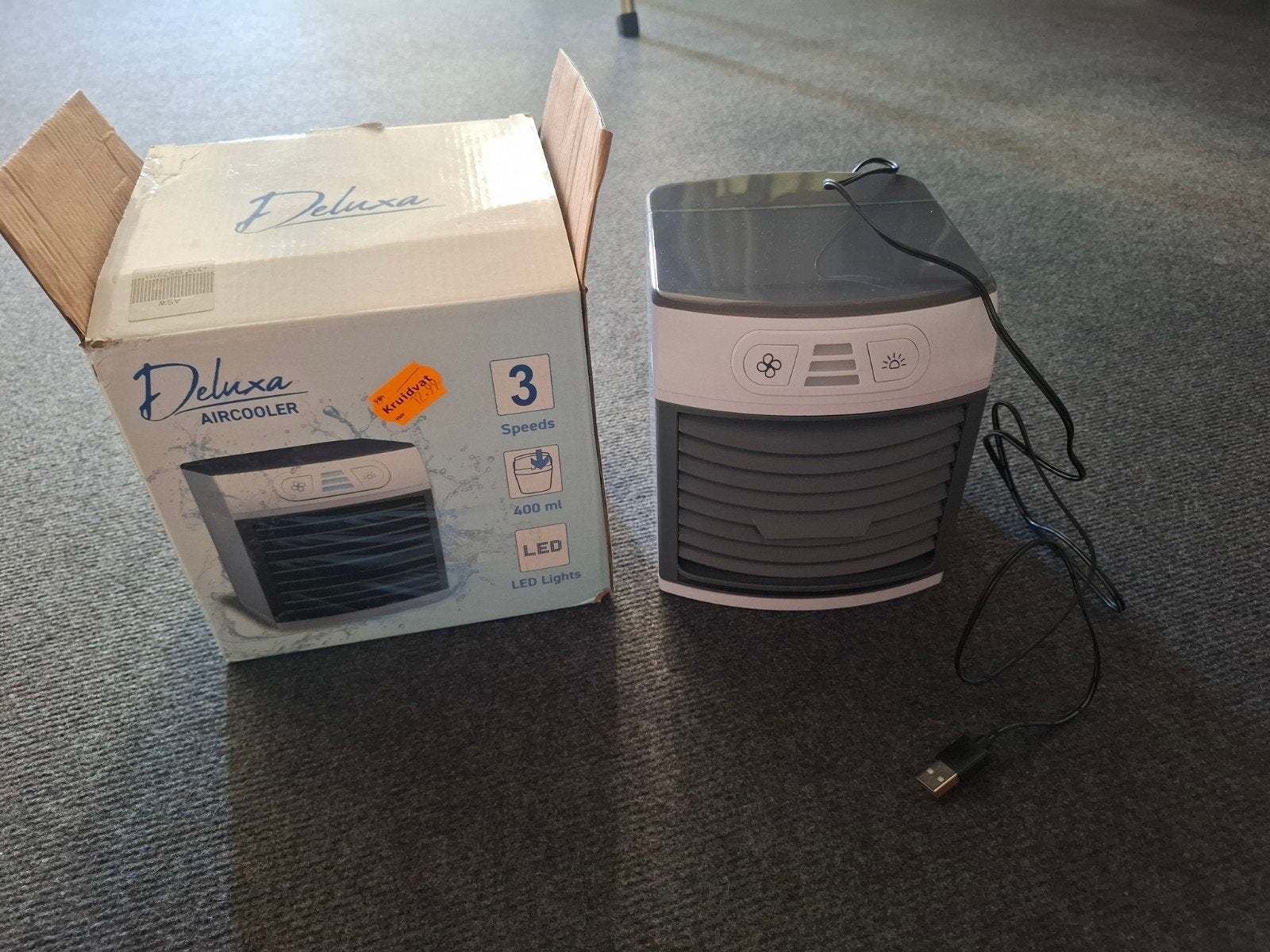 Deluxa Air Cooler - Compacte Luchtkoeler met LED, Ophalen, Tafel- of Grondventilator, Minder dan 60 m³, 3 snelheden of meer